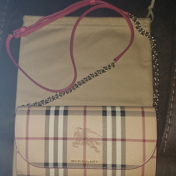 Burberry Wallet Chain Haymarket Henley Coral Red - Picture 4 of 8